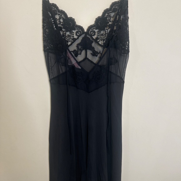 Vintage Y2K Victorias Secret Black Silk Sip Dress Small - Picture 5 of 6